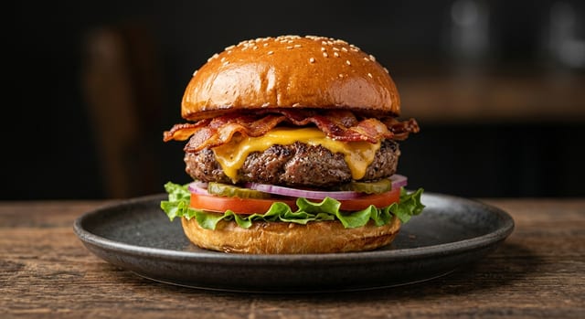 High Roller Bacon Burger.